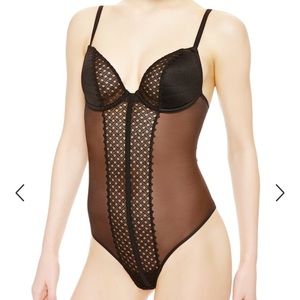 NEW La perla black sexy mesh LACE body suit 34B